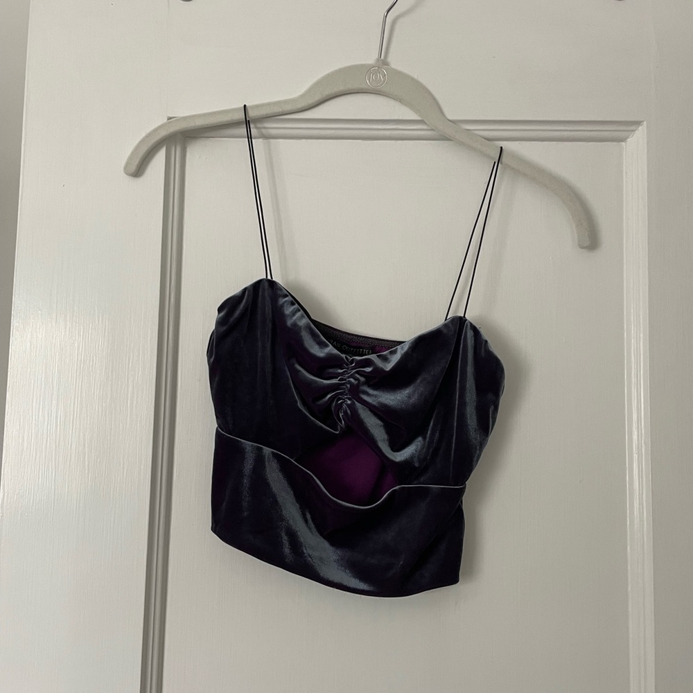 Urban Outfitters Purple Iridescent Velvet Cutout Crop Top